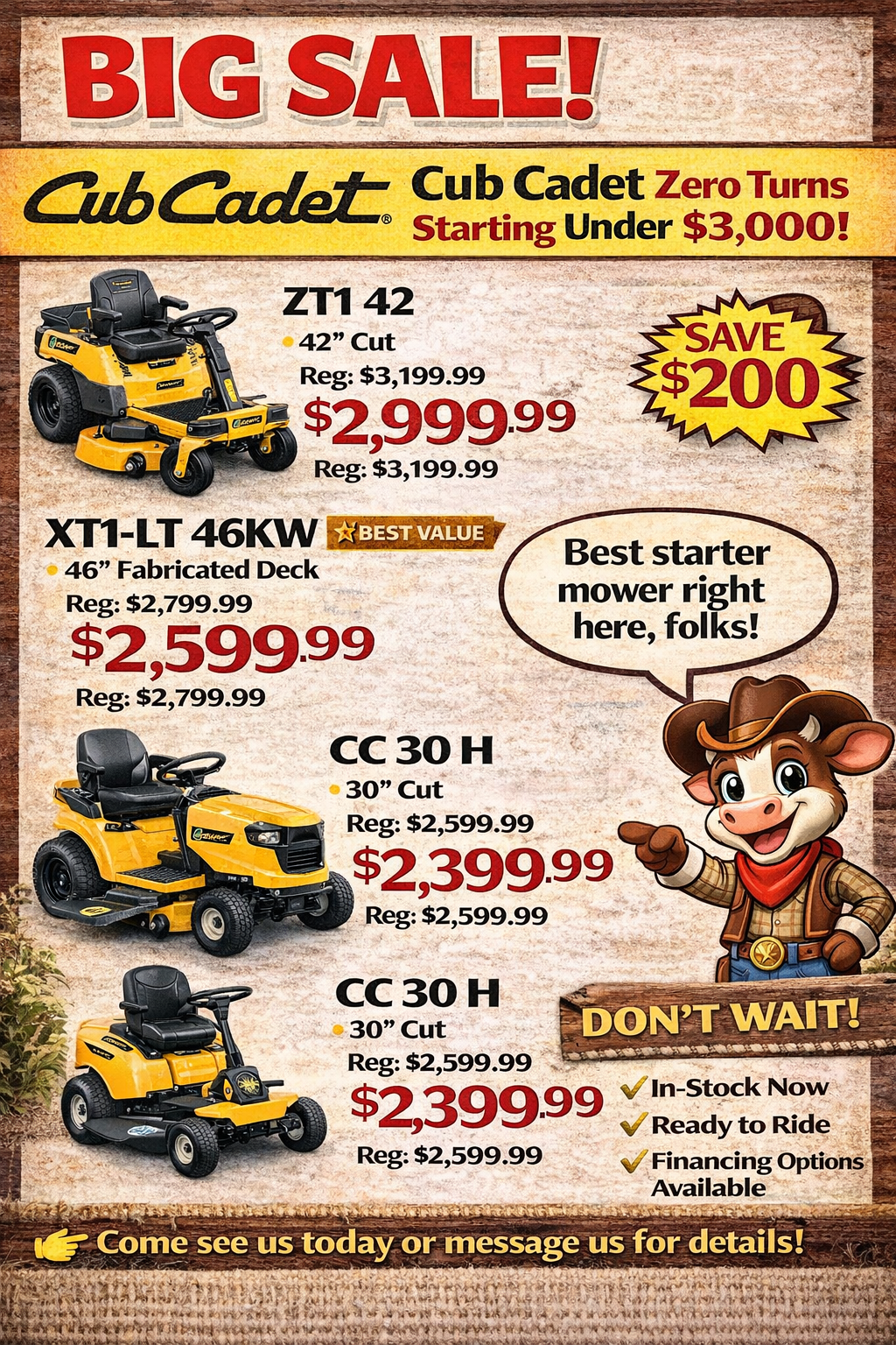 Cub Cadet Mower Sale